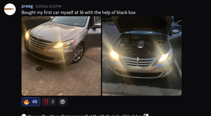 Silver Genesis sedan, three-quarter and front with hood open (member-submitted)