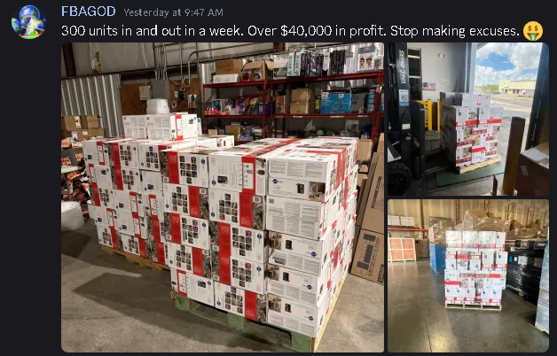 Warehouse pallets of inventory, forklift at loading dock (member-submitted)